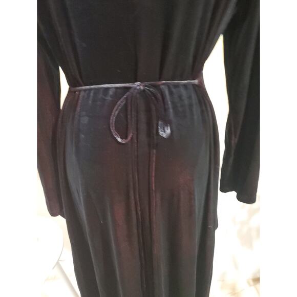 Carole Little Vtg 90s Floral Velvet Cape Maxi Dress Sz 16 Black Red Witchy Goth - Picture 9 of 15